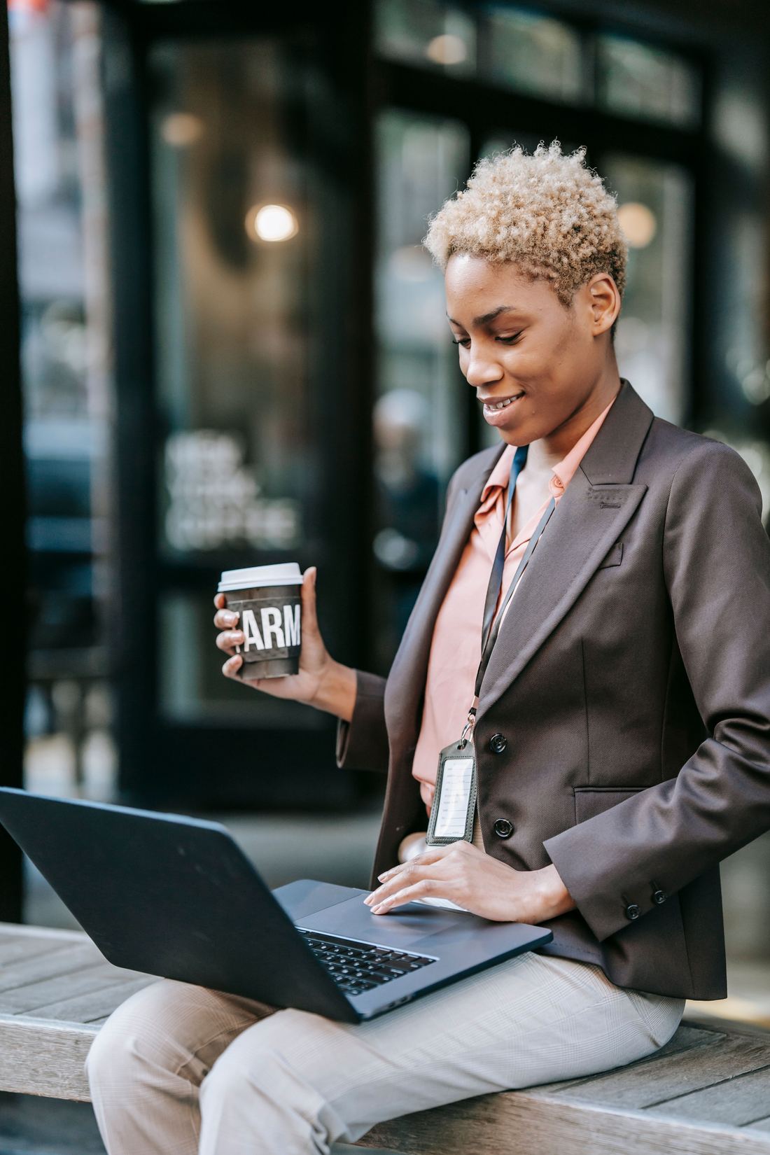 A business owner at work on a laptop