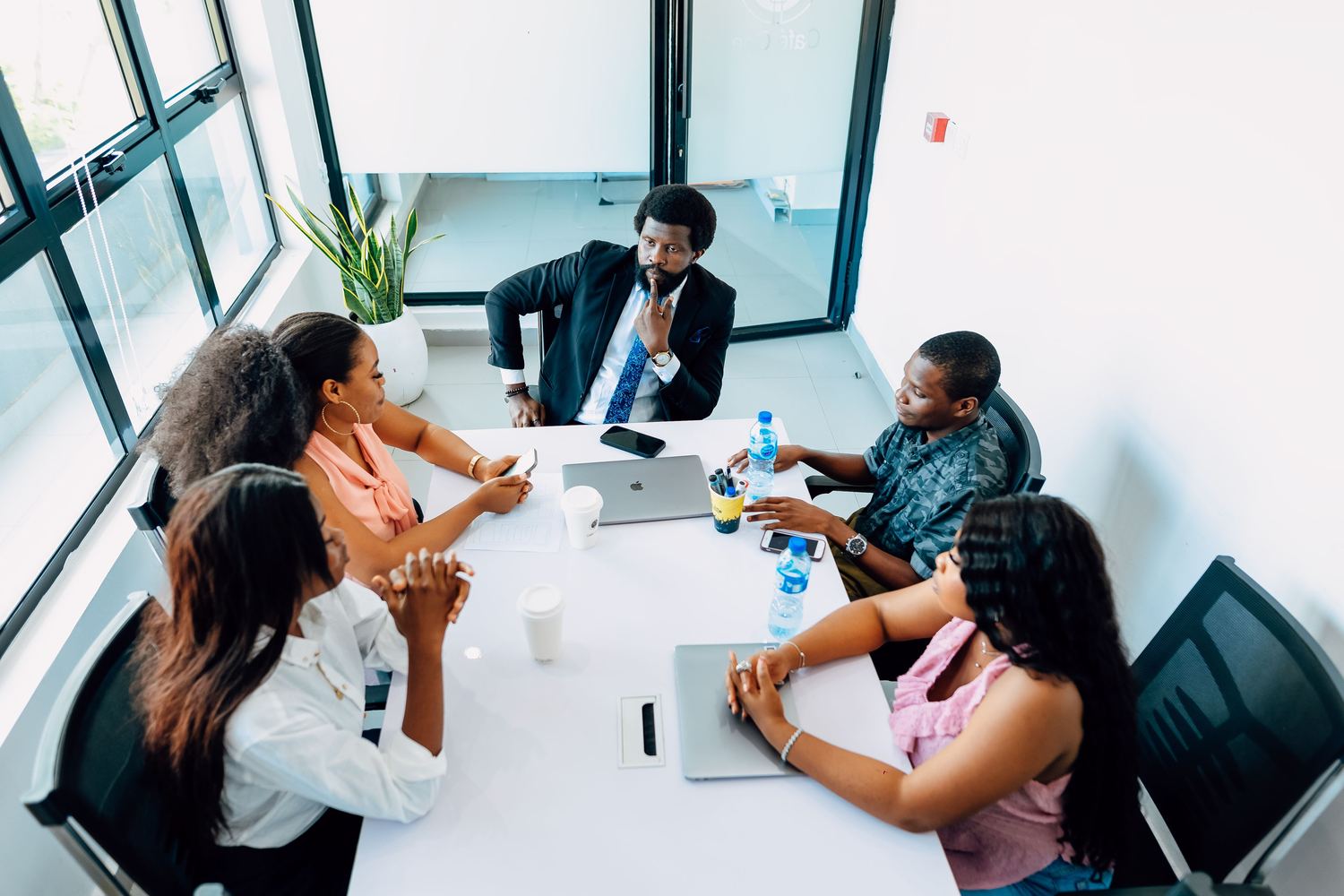 A team meeting around a table